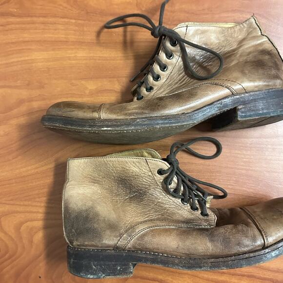Bed Stu Men’s Distressed Leather Boots Size 11.5 Tan Lace Up - Picture 6 of 14